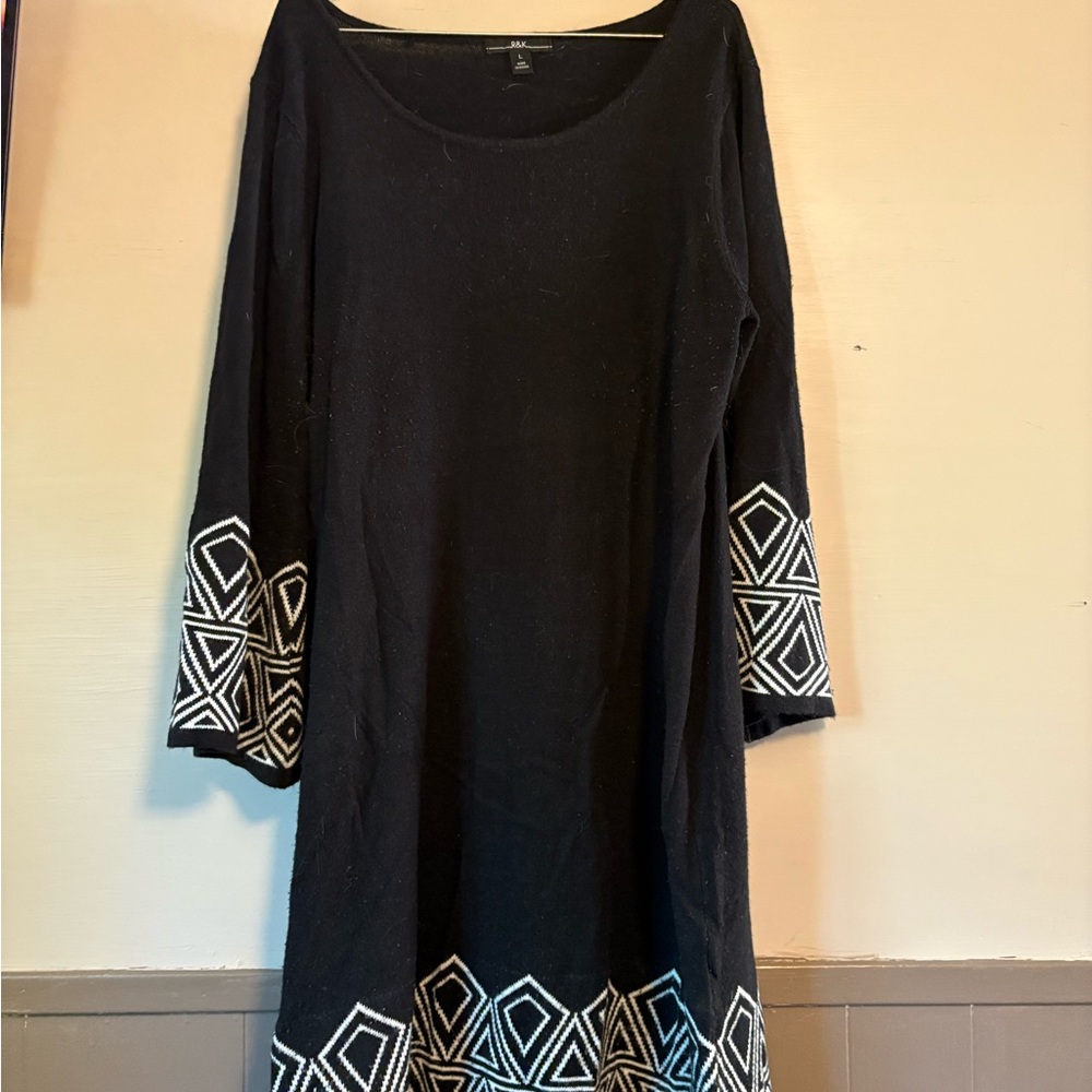 R&K Black Dress with White Geometric Accents